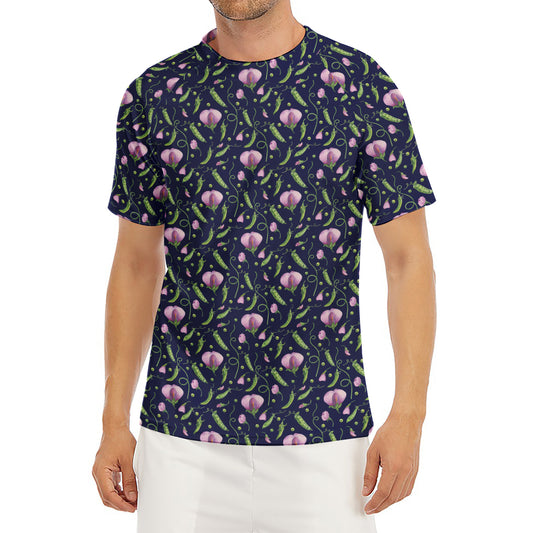 Sweet Pea Floral Pattern Print Men's Short Sleeve Rash Guard