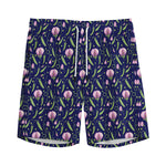 Sweet Pea Floral Pattern Print Men's Sports Shorts