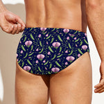 Sweet Pea Floral Pattern Print Men's Swim Briefs