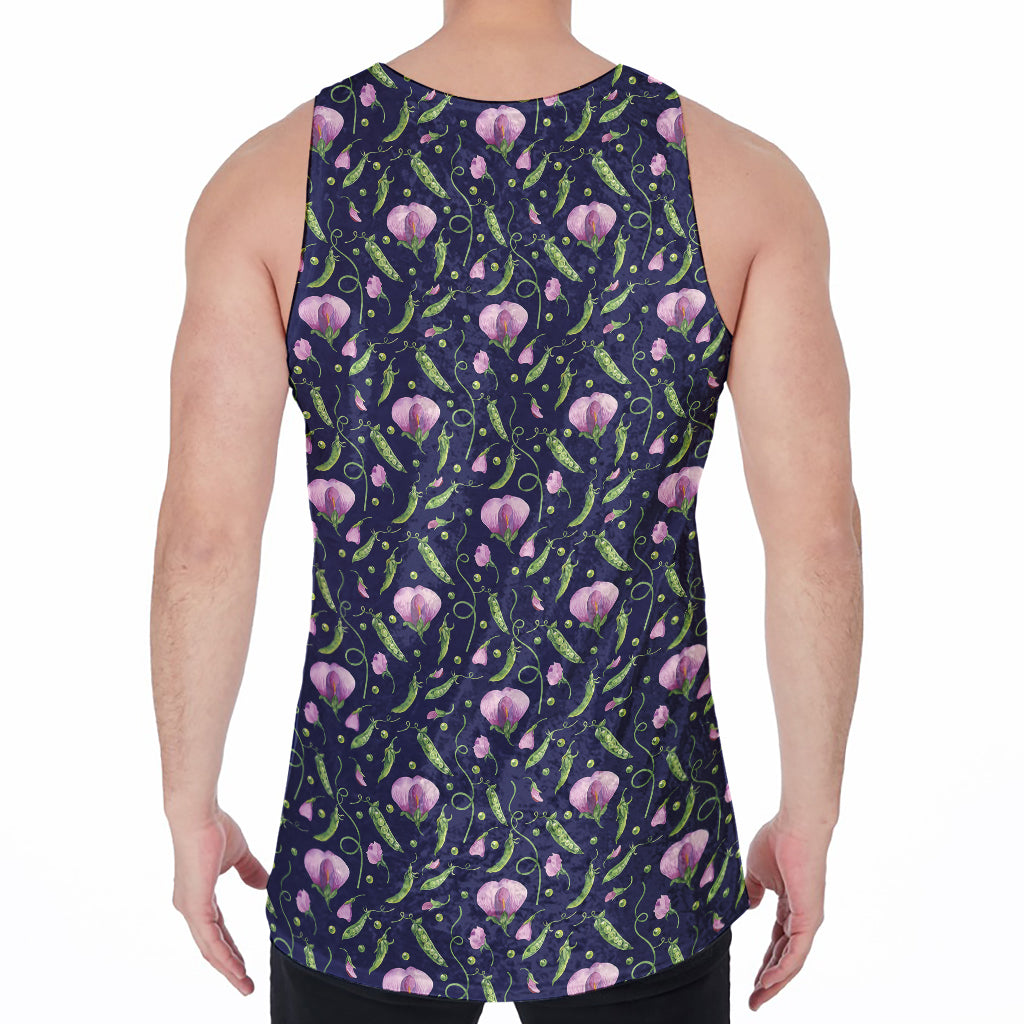 Sweet Pea Floral Pattern Print Men's Velvet Tank Top