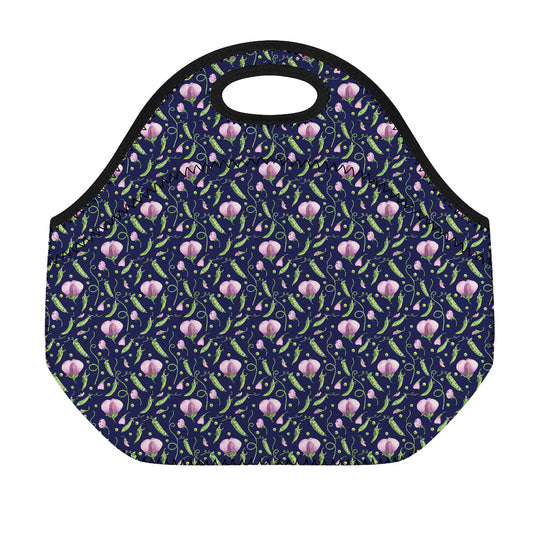 Sweet Pea Floral Pattern Print Neoprene Lunch Bag