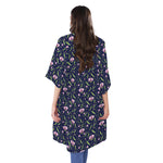 Sweet Pea Floral Pattern Print Open Front Beach Cover Up