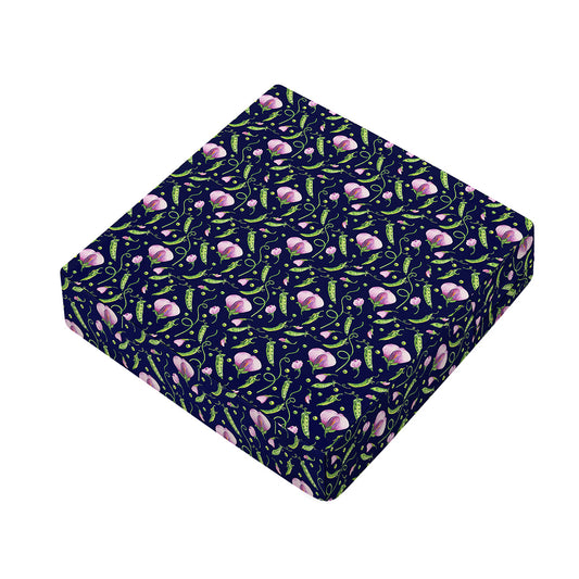 Sweet Pea Floral Pattern Print Outdoor Seat Cushion Cover