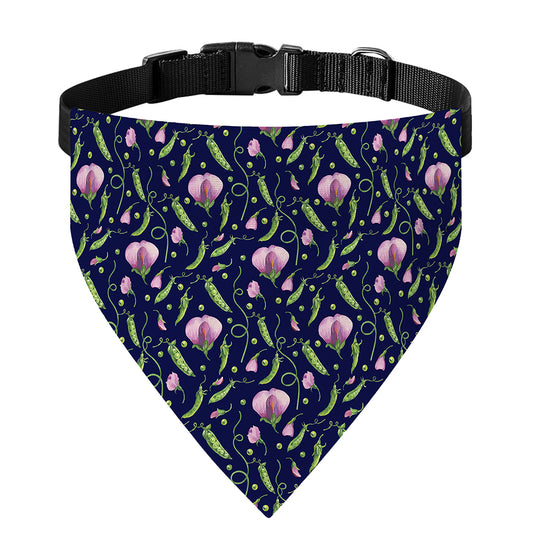 Sweet Pea Floral Pattern Print Over The Collar Dog Bandana