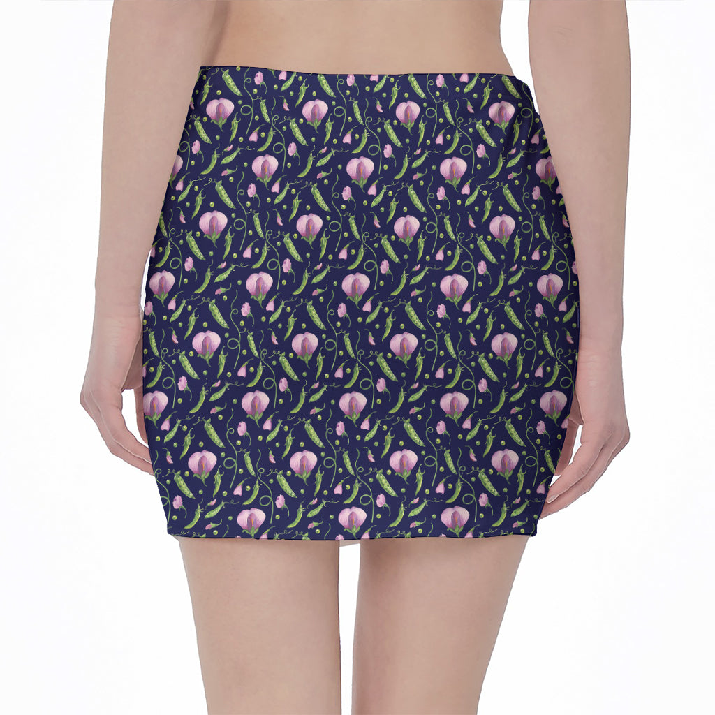 Sweet Pea Floral Pattern Print Pencil Mini Skirt