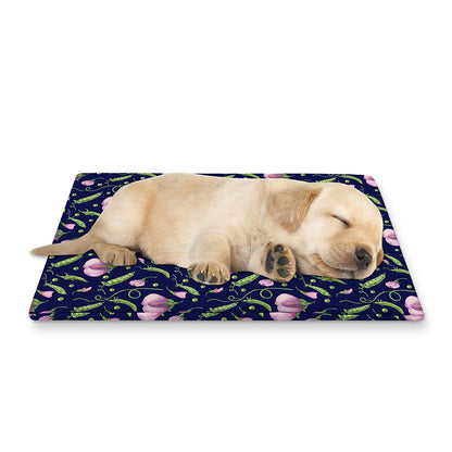 Sweet Pea Floral Pattern Print Pet Cooling Mat Cover