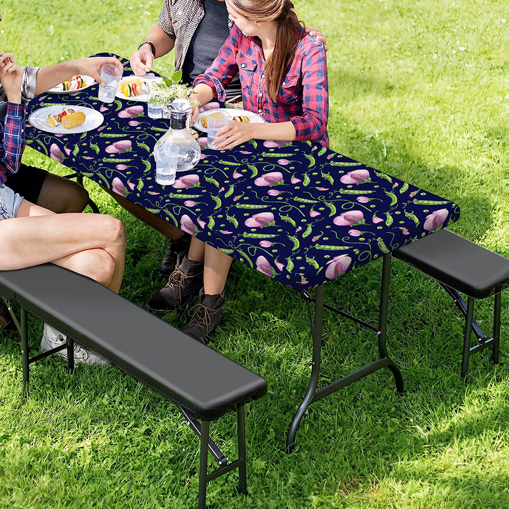 Sweet Pea Floral Pattern Print Picnic Table Cover