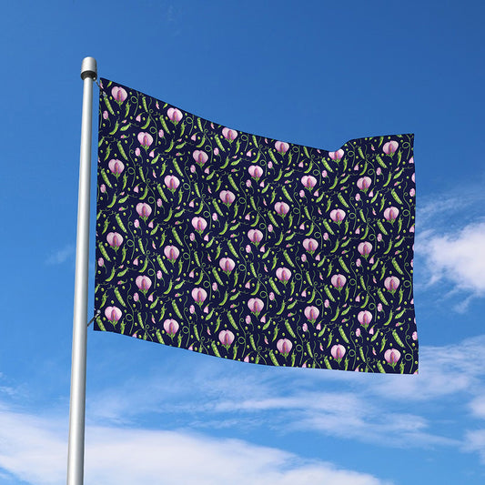 Sweet Pea Floral Pattern Print Polyester Flag