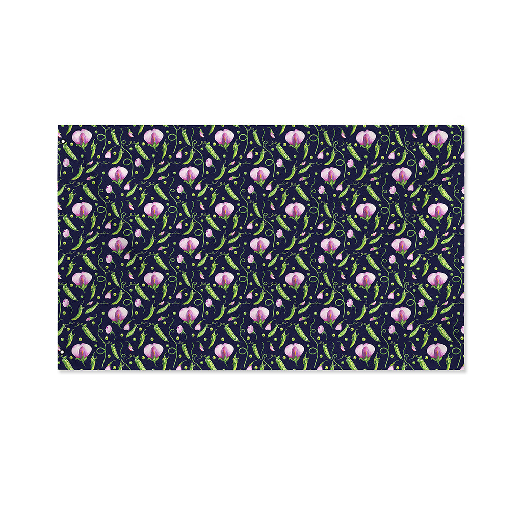 Sweet Pea Floral Pattern Print Polyester Flag
