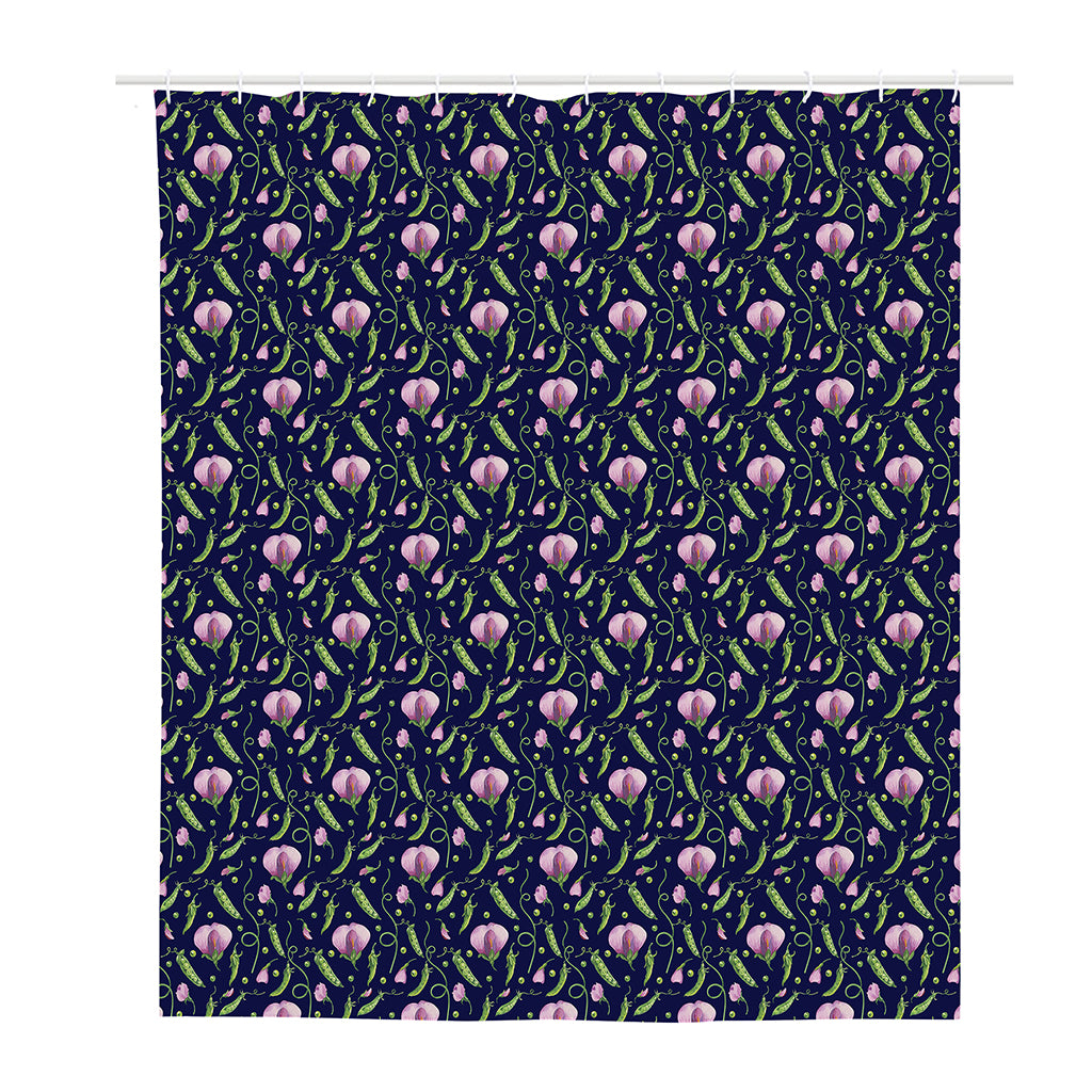 Sweet Pea Floral Pattern Print Polyester Shower Curtain
