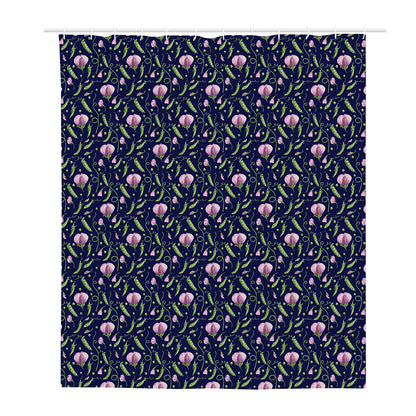 Sweet Pea Floral Pattern Print Polyester Shower Curtain