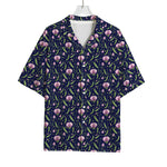 Sweet Pea Floral Pattern Print Rayon Hawaiian Shirt