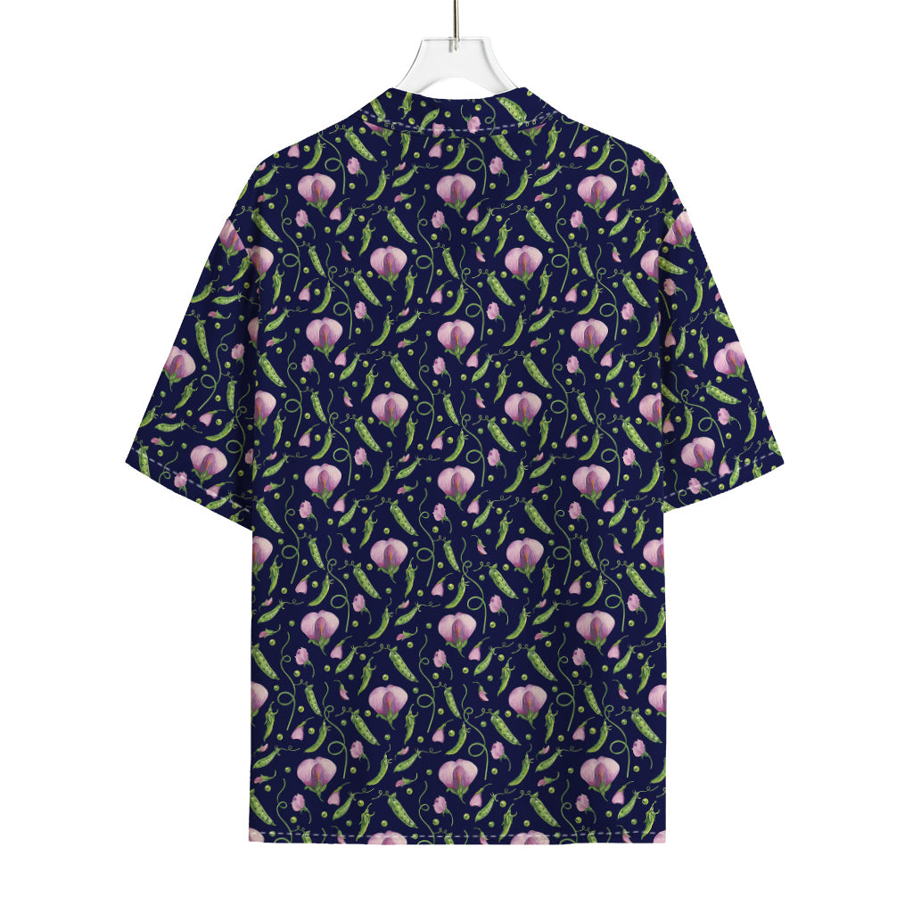 Sweet Pea Floral Pattern Print Rayon Hawaiian Shirt