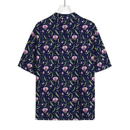 Sweet Pea Floral Pattern Print Rayon Hawaiian Shirt