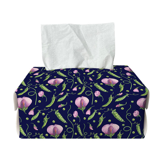 Sweet Pea Floral Pattern Print Rectangle Tissue Box Cover