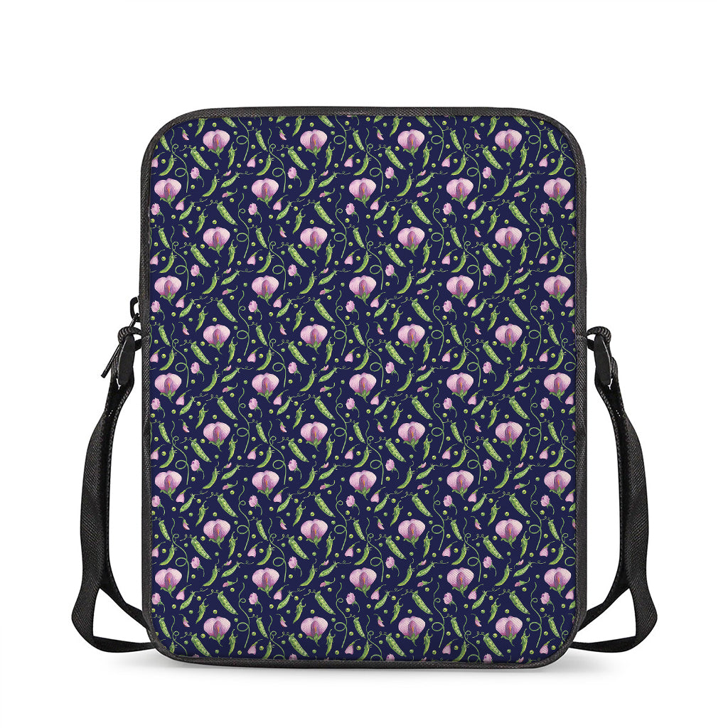Sweet Pea Floral Pattern Print Rectangular Crossbody Bag