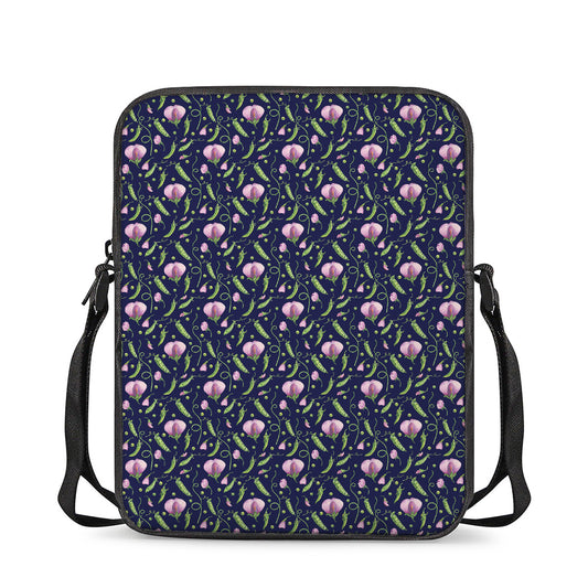 Sweet Pea Floral Pattern Print Rectangular Crossbody Bag