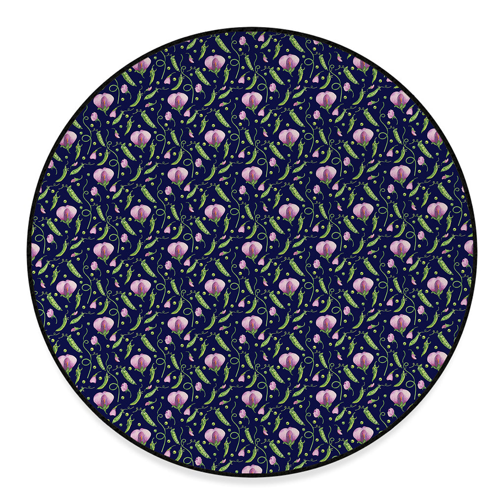 Sweet Pea Floral Pattern Print Round Floor Mat