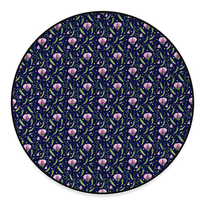 Sweet Pea Floral Pattern Print Round Floor Mat