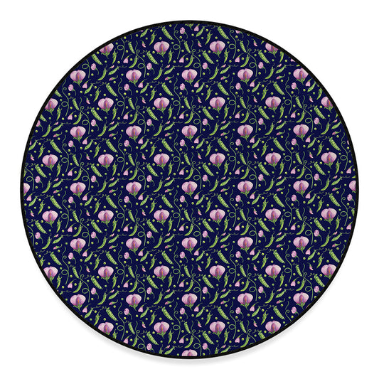 Sweet Pea Floral Pattern Print Round Floor Mat