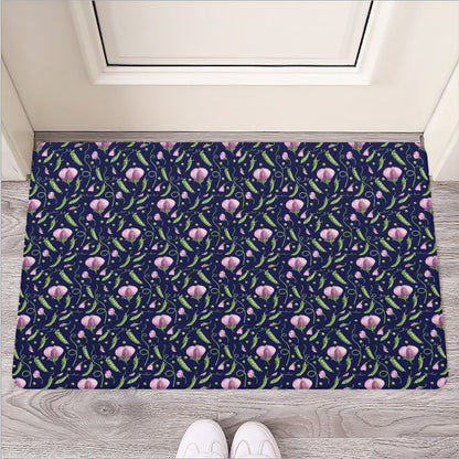 Sweet Pea Floral Pattern Print Rubber Doormat