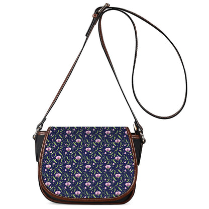 Sweet Pea Floral Pattern Print Saddle Bag