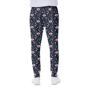 Sweet Pea Floral Pattern Print Scuba Joggers