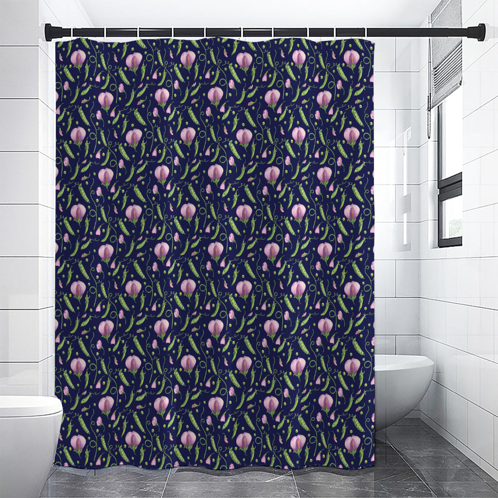 Sweet Pea Floral Pattern Print Shower Curtain
