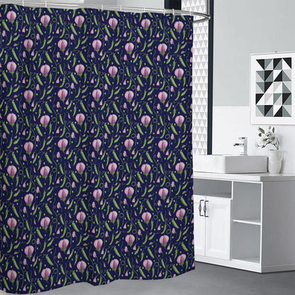 Sweet Pea Floral Pattern Print Shower Curtain
