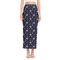 Sweet Pea Floral Pattern Print Side Slit Maxi Skirt