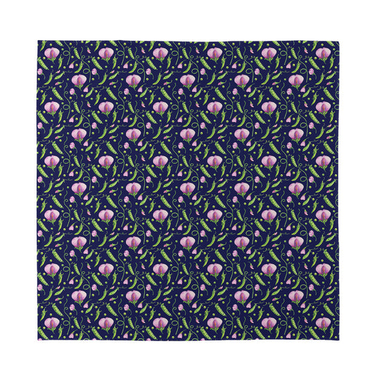 Sweet Pea Floral Pattern Print Silk Bandana