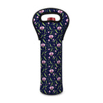 Sweet Pea Floral Pattern Print Single Neoprene Wine Tote