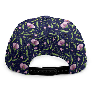 Sweet Pea Floral Pattern Print Snapback Cap