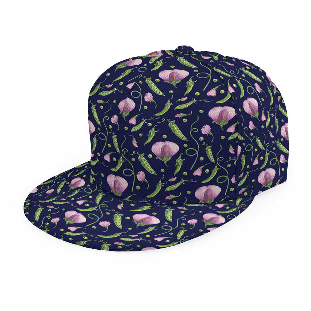 Sweet Pea Floral Pattern Print Snapback Cap