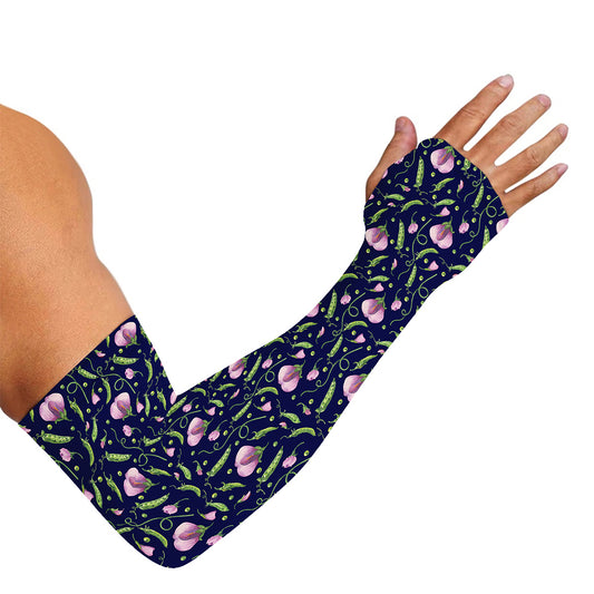 Sweet Pea Floral Pattern Print Sun Protection Arm Sleeves