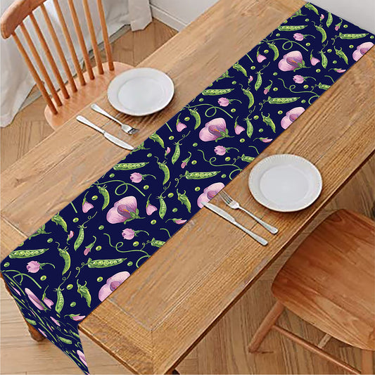 Sweet Pea Floral Pattern Print Table Runner