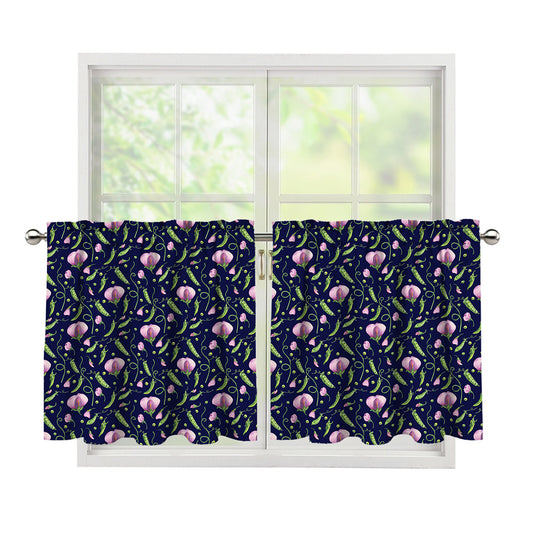 Sweet Pea Floral Pattern Print Tier Curtains