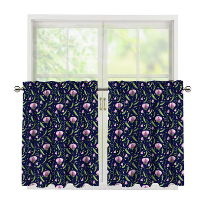 Sweet Pea Floral Pattern Print Tier Curtains