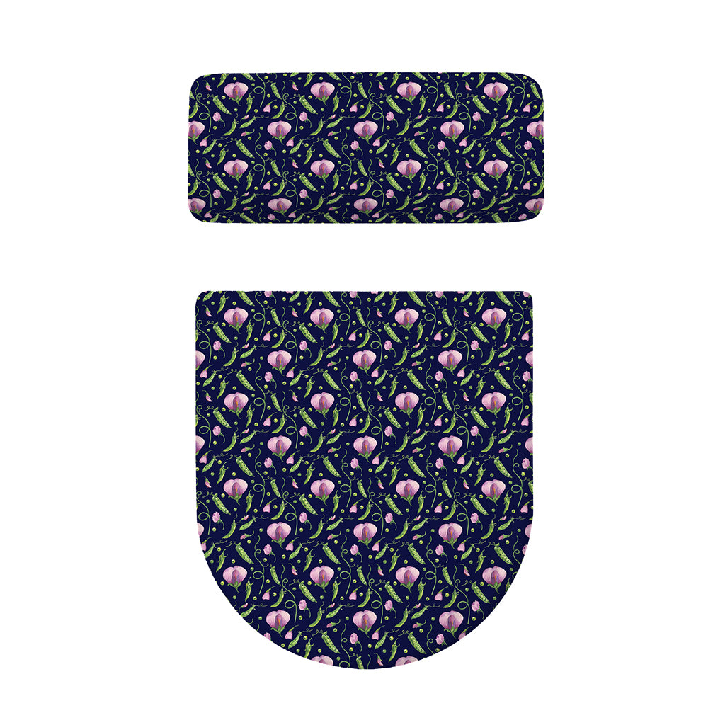 Sweet Pea Floral Pattern Print Toilet Lid And Tank Cover Set