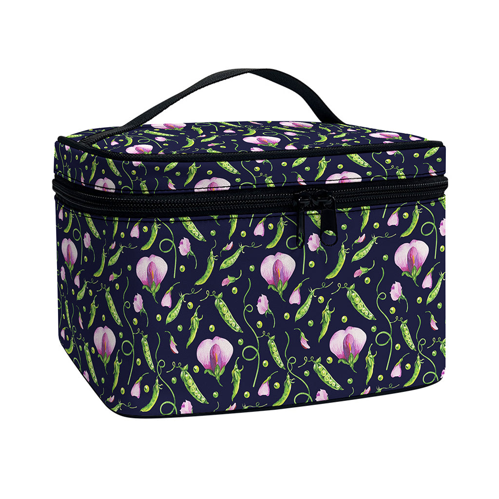 Sweet Pea Floral Pattern Print Travel Makeup Bag
