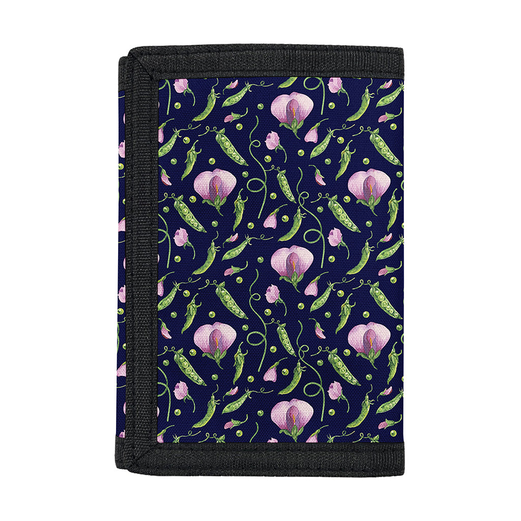 Sweet Pea Floral Pattern Print Trifold Wallet
