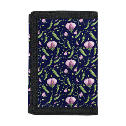 Sweet Pea Floral Pattern Print Trifold Wallet
