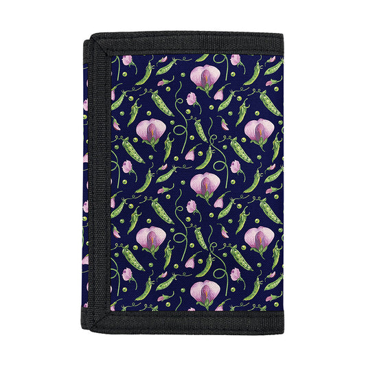 Sweet Pea Floral Pattern Print Trifold Wallet