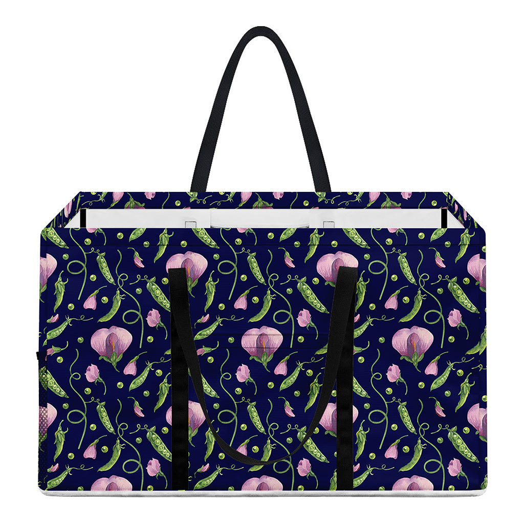 Sweet Pea Floral Pattern Print Utility Tote Bag