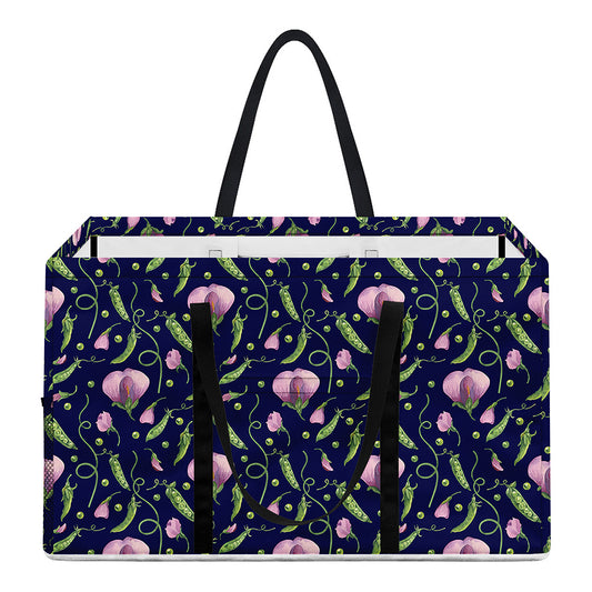 Sweet Pea Floral Pattern Print Utility Tote Bag