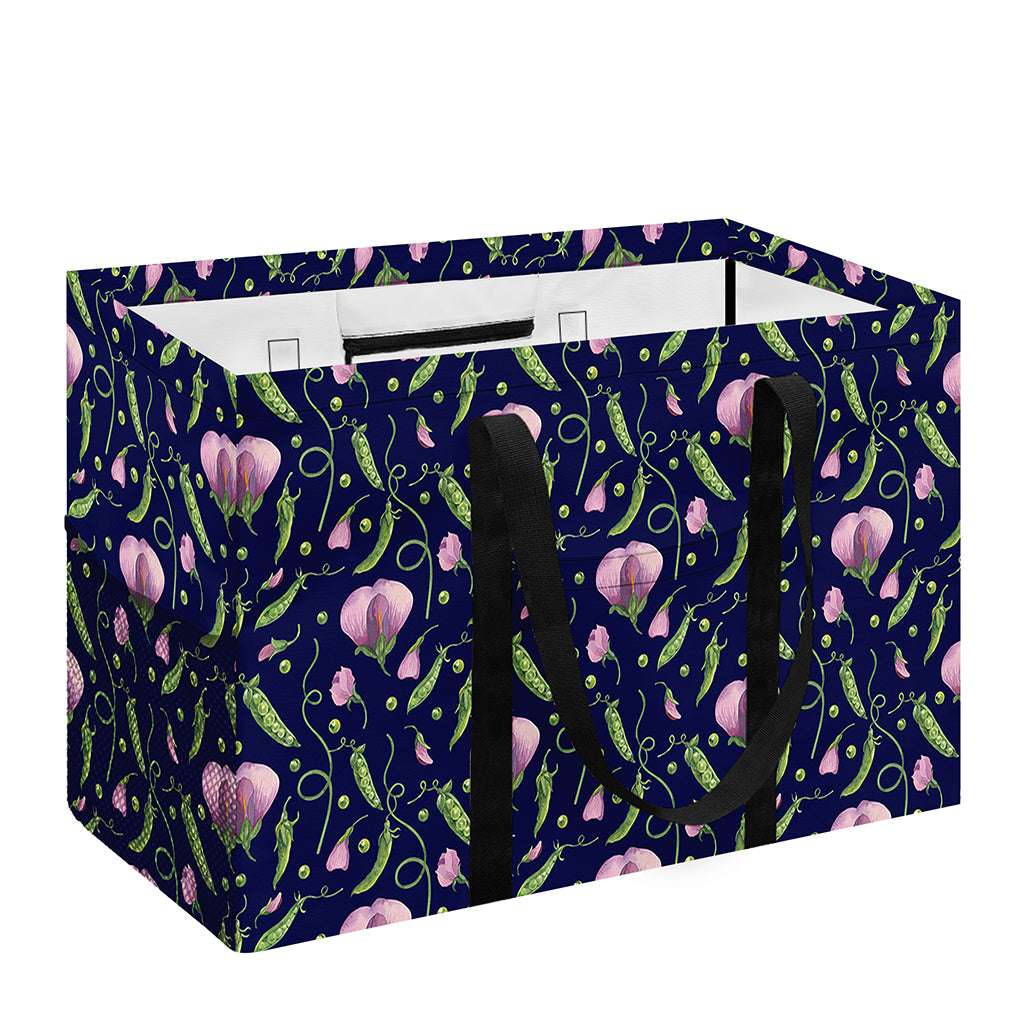 Sweet Pea Floral Pattern Print Utility Tote Bag
