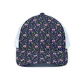 Sweet Pea Floral Pattern Print White Mesh Trucker Hat