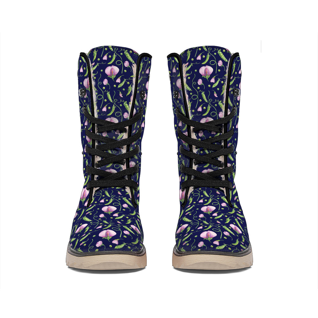 Sweet Pea Floral Pattern Print Winter Boots