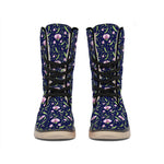 Sweet Pea Floral Pattern Print Winter Boots