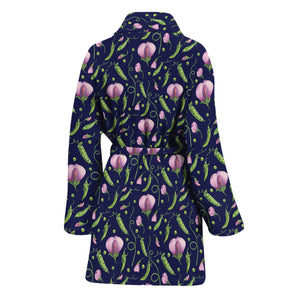 Sweet Pea Floral Pattern Print Women's Bathrobe